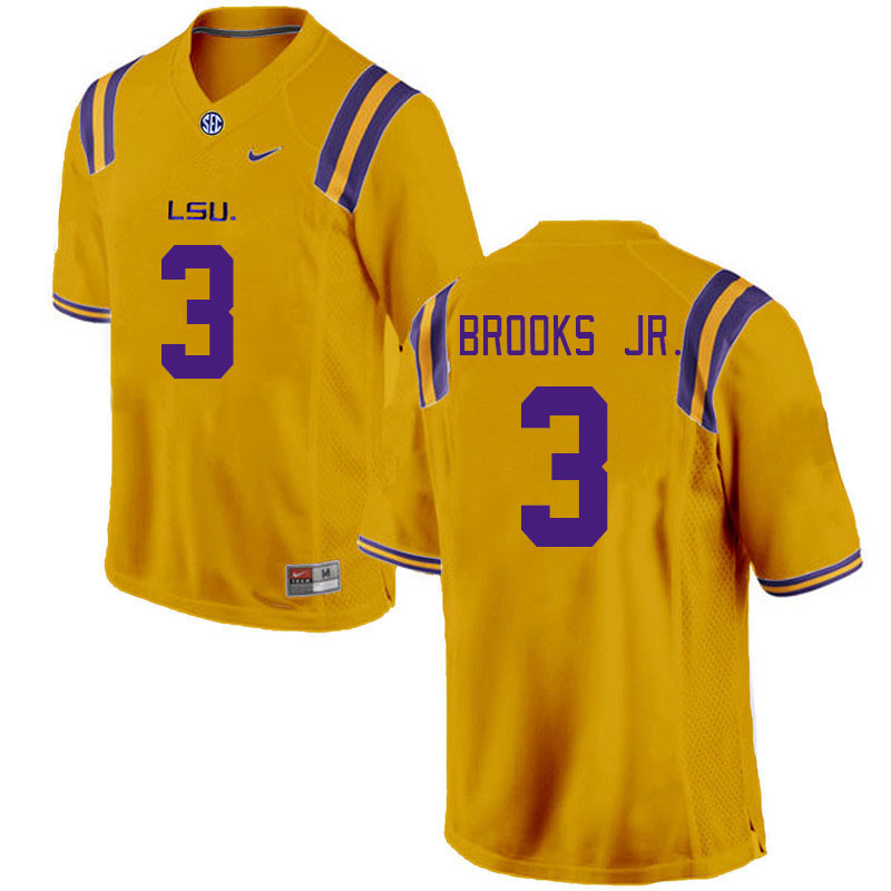 Men #3 Greg Brooks Jr. LSU Tigers College Football Jerseys Stitched-Gold
